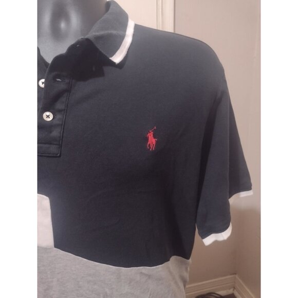 Polo Ralph Lauren Polo Shirt Men's Classic Fit XL Gray Black White Colorblock - Picture 5 of 12